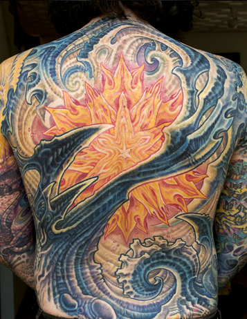 Tattoos - Bio Back Piece on Guy Aitchison - 100018